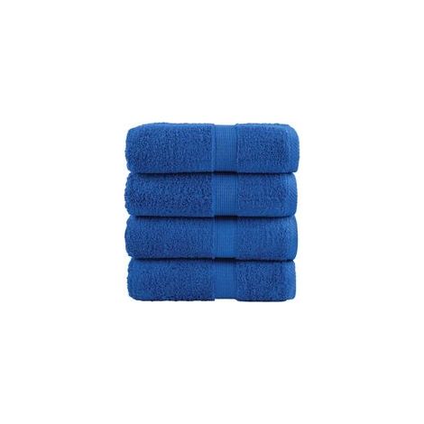 Gants de toilette haut de gamme SOLUND, lot de 4, bleus, 30 x 30 cm, 600 g/m² - Crezuo (1/4)