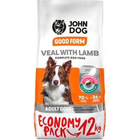 Alimento seco para perros adultos John Dog GOOD de ternera y cordero, 12 kg. (1/5)