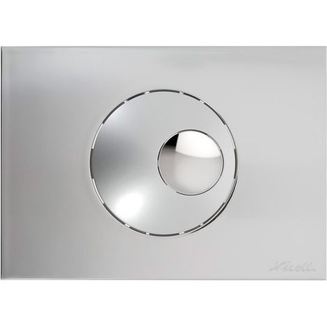 Nicoll – Plaque de commande WC double volume 146x205 boutons ronds chrome velours – Compatible bâti-support chantier – Commande indépendante