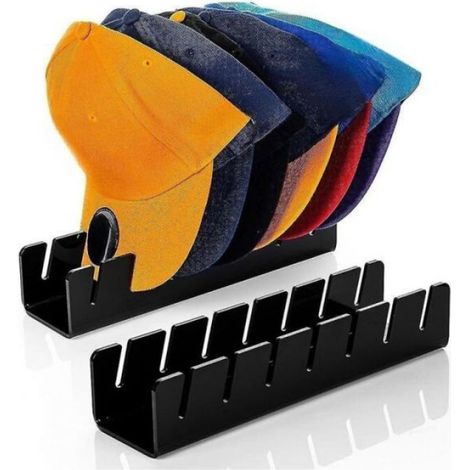 Porte-Chapeau Acrylique - Pour Casquettes Baseball - Compact et Sans Installation - Noir - Lot de 2 (1/5)