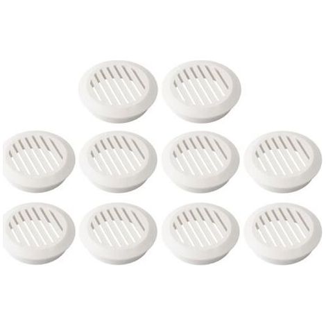 10 - Grille De Ventilation - Bouche D'aération - Plastique Rond Pour Mur Et Plafond - Protection Menuiserie - Blanc - 6x6cm (1/3)