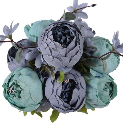 Bouquet De Fleurs De Soie De Pivoine Artificielle Vintage Décoration De Mariage À La Maison (Nouveau Bleu Foncé) (1/4)