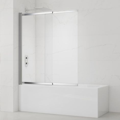 Swiss Aqua Technologies Vision 140x120 cm pare-baignoire coulissant en verre, traitement Easy Clean, chrome (SATVZVI120CRT)