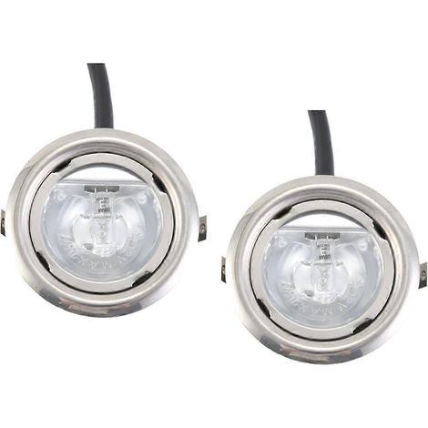 Confezione da 2 lampade alogene da 20W per cappa da cucina, 12V AC, vetro trasparente, diametro 65 mm, ideali per illuminazione di cappe e sistemi di ventilazione. (1/5)