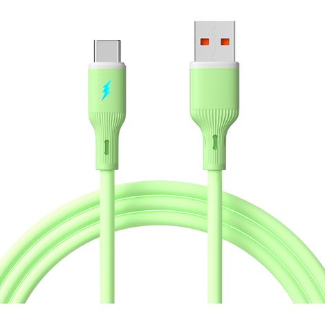 USB-Typ-C-/USB-A-Kabel, 1 m, AK-USB-64, Silikon, grün (1/2)