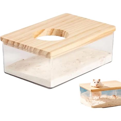 Bac à sable pour hamster, bac à sable 4x6x3, bac à litière transparent, anti-déversement, stable et lavable, accessoires pour petits animaux. (1/5)