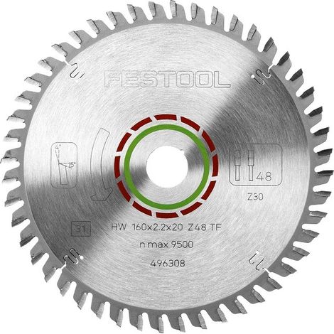 Festool – Lame de scie circulaire Ø160mm pour bois dur et minéraux – Alésage 20mm – 48 dents – Découpe nette sans éclat