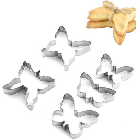 Emporte-pièces - 5PCS - Acier Inoxydable - Forme de Papillon - Dimensions 16.518.7cm (1/4)