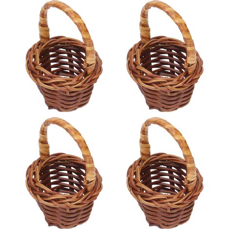 Lot de 4 paniers de rangement miniatures pour maison de poupée (échelle 1:12), en rotin tressé à la main, pour fruits et légumes, jouets et décoration. Cadeau idéal pour les enfants. (1/5)