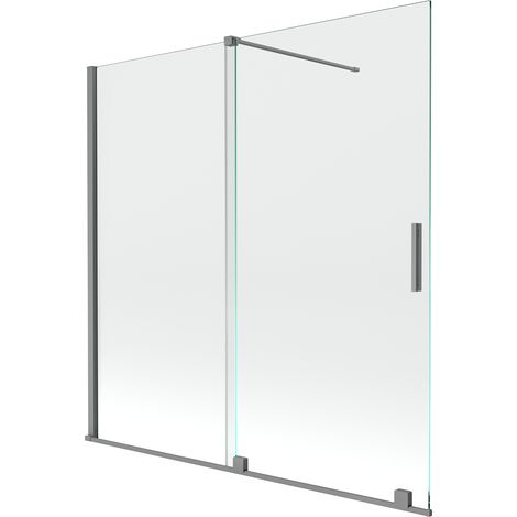 Mexen Velar Duschwand, 2-flügelig, 160 x 150 cm, transparent, Gun Metal - 896-160-000-01-95 (1/5)