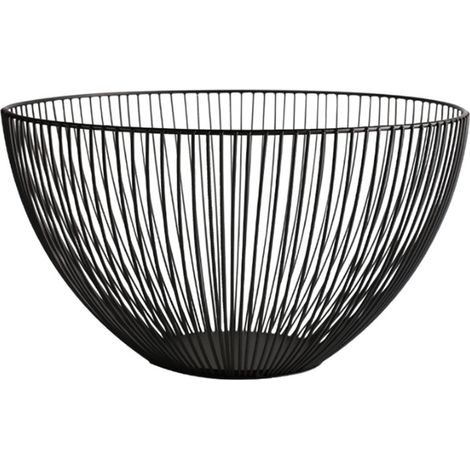 Panier à fruits noir en métal, corbeille de rangement pour bureau, 1 pièce (1/5)