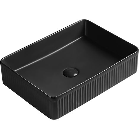 Mexen Grovo Aufsatzwaschbecken geriffelt 50 x 34 cm, schwarz matt - 22305085 (1/2)