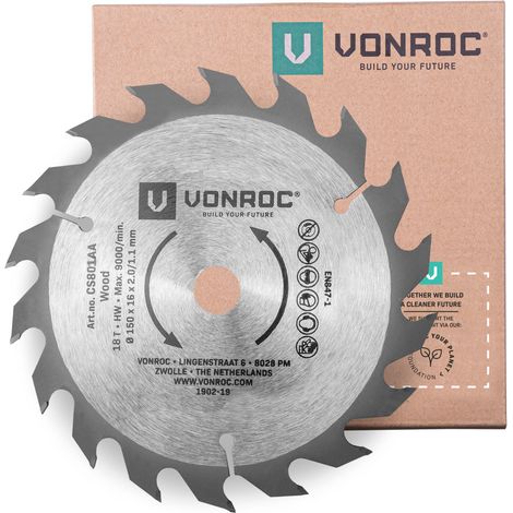 Kreissägeblatt 150 x 16 x 2,0/1,1mm - 18 Zähne – für Holz – Universal