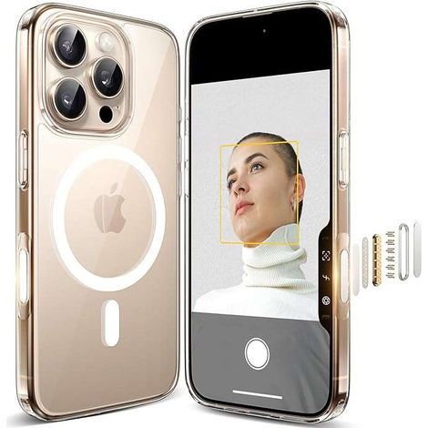 Cover posteriore magnetica in silicone trasparente per iPhone 16 Pro Max (1/3)