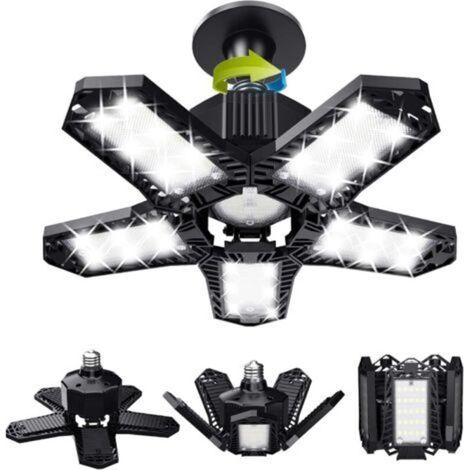 Aiperq Lot de LED de garage - 120 W - 12000 lm - Lampe d'atelier - Plafonniers déformables - Panneaux E26/E27 -1 lampes (1/4)