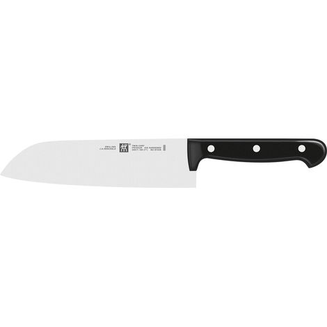 Couteau Santoku, Lame : 18 cm, Grande Lame, Acier Inoxydable, Manche Plastique