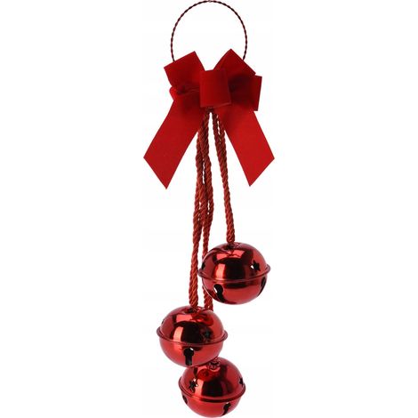 Ciondolo decorativo natalizio a forma di campanella con fiocco, 30 cm, rosso. (1/4)
