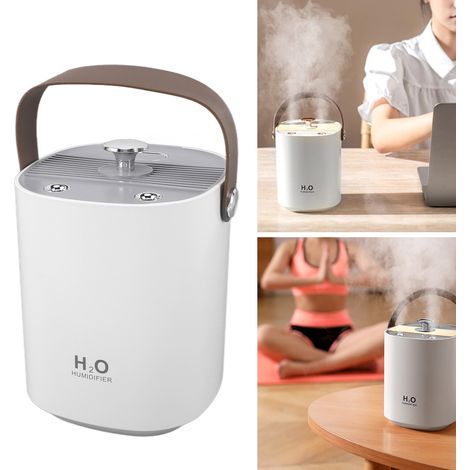 Humidificador de 1,2 litros con función de doble pulverización, luz nocturna, puerto USB, gran capacidad, plástico ABS blanco, para oficina, dormitorio y coche. (1/5)