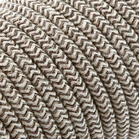 Fil Électrique Tissu Zébré Beige et Marron 2x0,75mm² - Câble Électrique Textile de Qualité