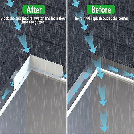 Ensemble de 4 pièces comprenant des gouttières de toit, des gouttières pluviales et des barrières anti-gouttes de pluie pour les angles de toiture en tuiles. (1/4)