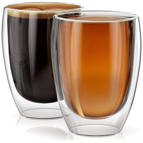BUNTHAUS Verres à double paroi de 350 ml, tasses en verre pour le café à la maison, transparents (1/5)