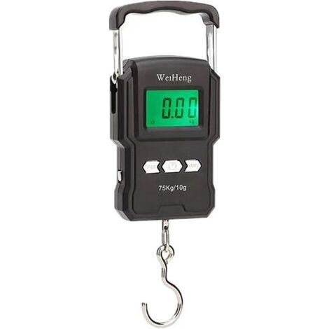 Fishing Scale, 165lb/75kg Hanging Luggage Scale, Electronic Fishing Scale with Backlit LCD Display, Tape Measure and 2 AAA Batteries, Suitable for Outdoor Fishing (1/5)