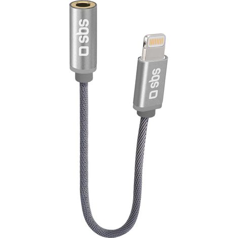 SBS Adattatore Con Connettori Jack Femmina Universale Da 3,5Mm E Lightning Maschio Cavo In Tessuto 15 Cm (1/5)