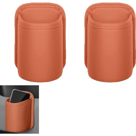 Portabicchieri per auto, 2 pezzi, con clip, in pelle PU, portabicchieri per portiera auto, contenitore portatile per bottiglie d'acqua (1/5)