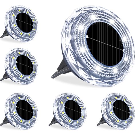 Lot de 2 lampes solaires d'extérieur à LED de 1,2 W et 7 cm de diamètre, pour allées, patios, jardins et allées. (1/5)