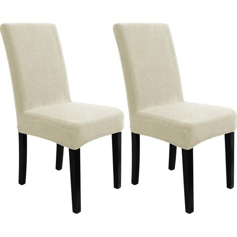 Housses de chaise extensibles jacquard losange beige lot de 2 (1/5)