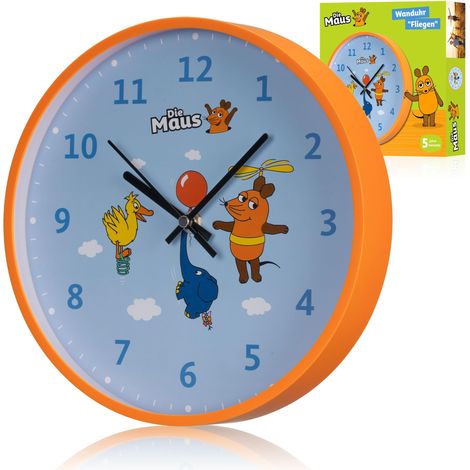 Bresser DieMaus - Orologio da parete per bambini con design colorato e movimento silenzioso