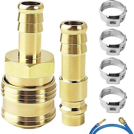 Compressed Air Fitting Kit Quick Connect 10mm Brass Fittings Hose Clamps Compressor Fitting Air Lines (1/3)