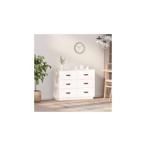 Buffet Blanc 100x40x75 Bois massif de pin (1/5)
