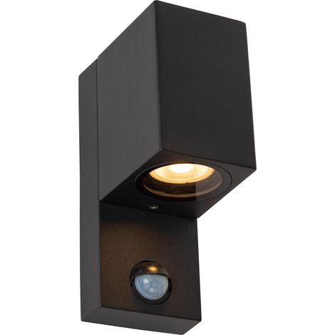 Applique extérieure noire détecteur GU10 7W Zaro Lucide (1/2)