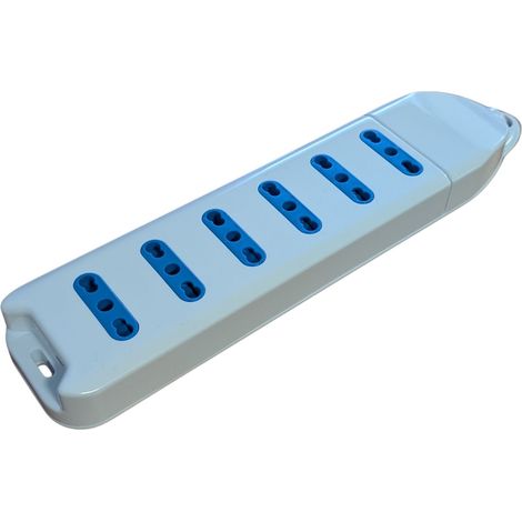Multipresa Ciabatta Elettrica Con 6 Posti Prese Bipasso 10/16A, Multipresa Senza Cavo Max 3500W, Colore Bianco