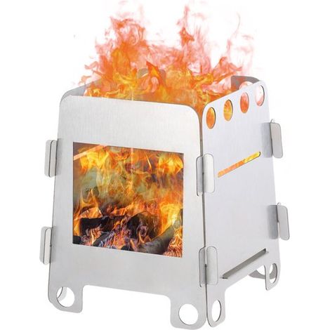 Esta estufa portátil y plegable para exteriores está fabricada en acero inoxidable y es adecuada para cocinar al aire libre