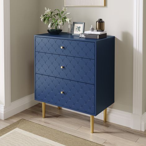 DESMIU Commode 3 Tiroirs avec Pattes Hautes en Métal pour Chambre et Salon 75 × 40 × 89 cm (1/5)