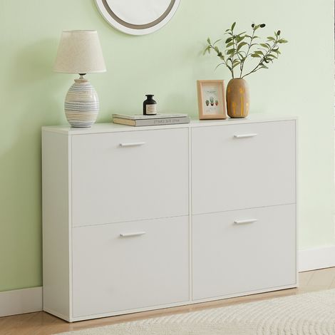 CASABEL Meuble à Chaussures 24 paires, Console Compacte, Blanc