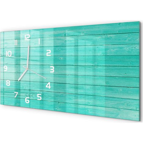 Horloge Murale Cuisine Moderne 60x30 cm Verre Silencieux Décoration Murale Planches vertes (1/5)