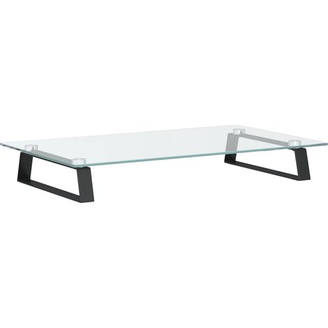 Mesa de escritorio para monitor mueble 60 x 35 x 8 cm cristal templado y metal negro 020044899 (1/5)