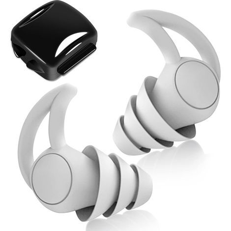 Bouchons d'Oreille Antibruit pour Sommeil, 2 Pièces Bouchons d'oreilles en silicone, Anti-bruit Bouchons d'oreilles Confortables pour le Ronflement Natation Concerts Studio (Gris) (1/5)