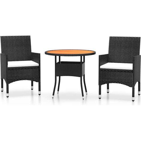 Maison Exclusive - 3-tlg. Garten-Essgruppe Poly Rattan Schwarz (1/5)