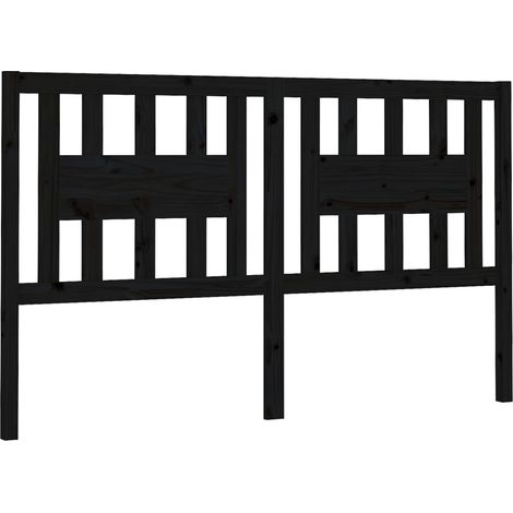 Tête de lit accessoire couchage chambre à coucher meuble 206 x 4 x 100 cm bois de pin noir TDL0202138