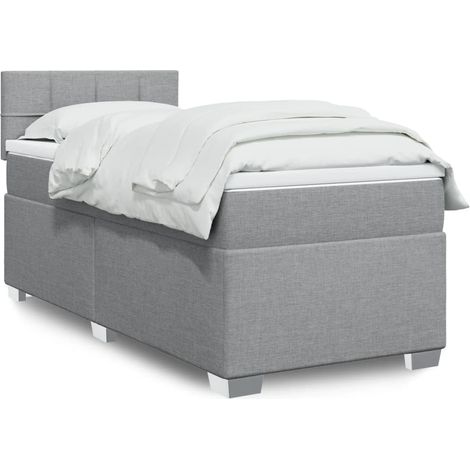 Boxspringbett mit Matratze Hellgrau 90x200 cm Stoff
