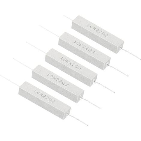 5 resistencias de 22 ohmios, kit de resistencias de cemento cerámico de 10 W, tolerancia del 5 % para adaptadores de corriente, audio, ordenador y placas de circuito de TV. (1/4)