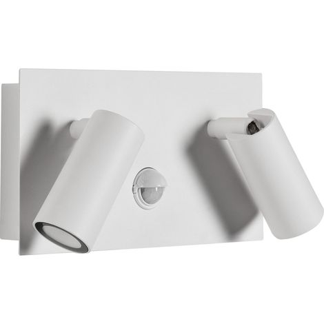 Outdoor LED Wall Lamp White Aluminium 2 Spotlights with Motion Sensor Modern Outdoor Lighting CASSLEY (1/5)