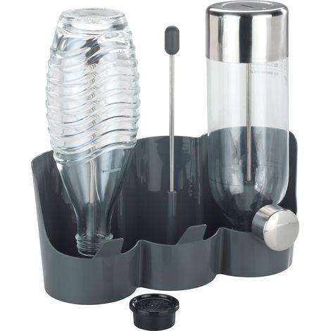 WENKO Portabottiglie Filia, supporto salvaspazio per riporre ad asciugare bottiglie d'acqua e borracce, con rivestimento antiscivolo, ideale per 3 bottiglie, 29 x 27 x 12,5 cm, in plastica ABS (1/5)
