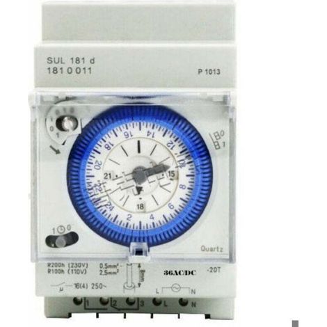 Minuterie Analogique - Moteur Synchrone - Programme Journalier - 12 V AC/DC - 96 Segments - Montage Rail DIN (1/4)