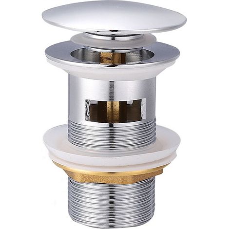 MINKUROW Universal-Ablaufgarnitur mit Überlauf Click Clack Pop-Up Ablaufgarnitur 1 1/4" Gewinde Ablaufventil mit Dichtungen für Waschbecken und Waschbecken Chrom (Ablauf mit Überlauf) (1/3)