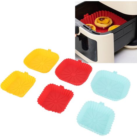 Les paniers carrés en silicone double taille pour friteuse à air peuvent être réutilisés comme revêtement intérieur résistant aux hautes températures pour friteuse à air. (1/5)